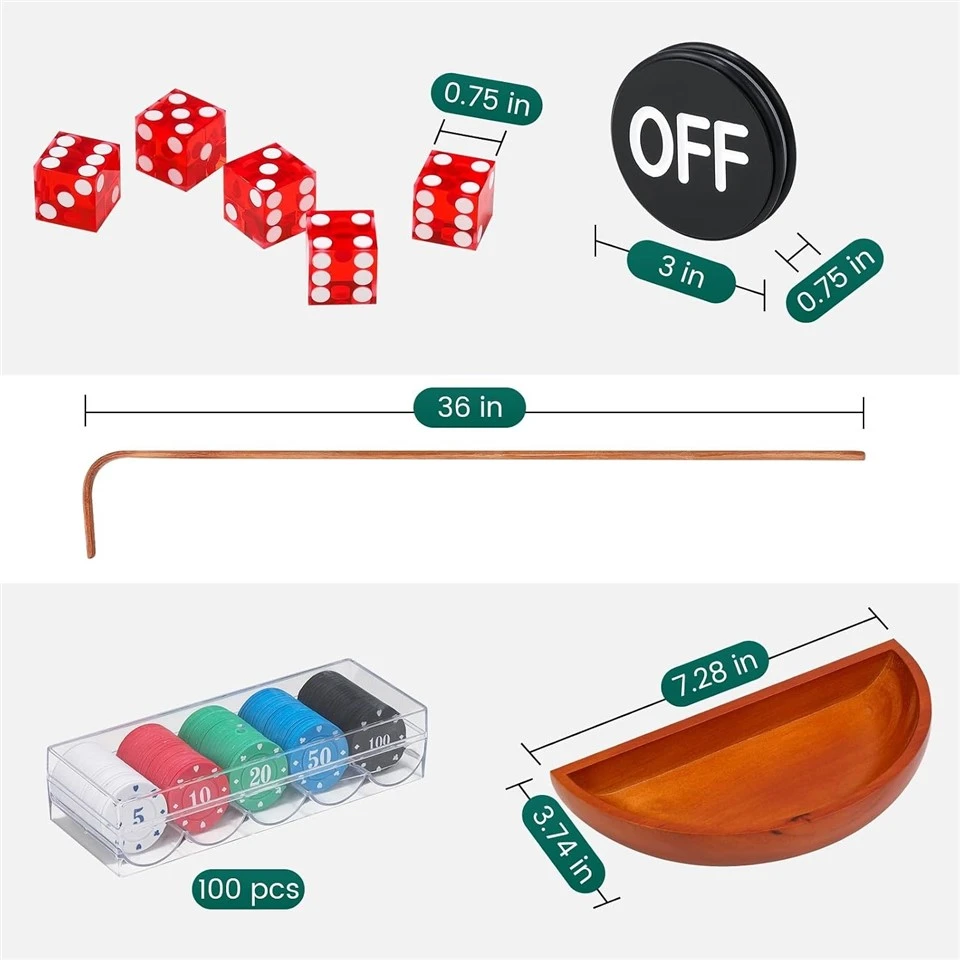 Craps Tabletop Game Set 35×70 Inch Layout Mat high quality